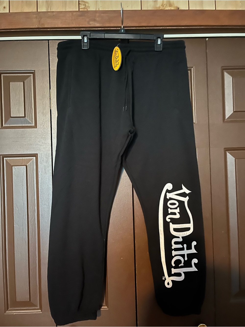 Von Dutch Black Sweatpants with Bold White Logo